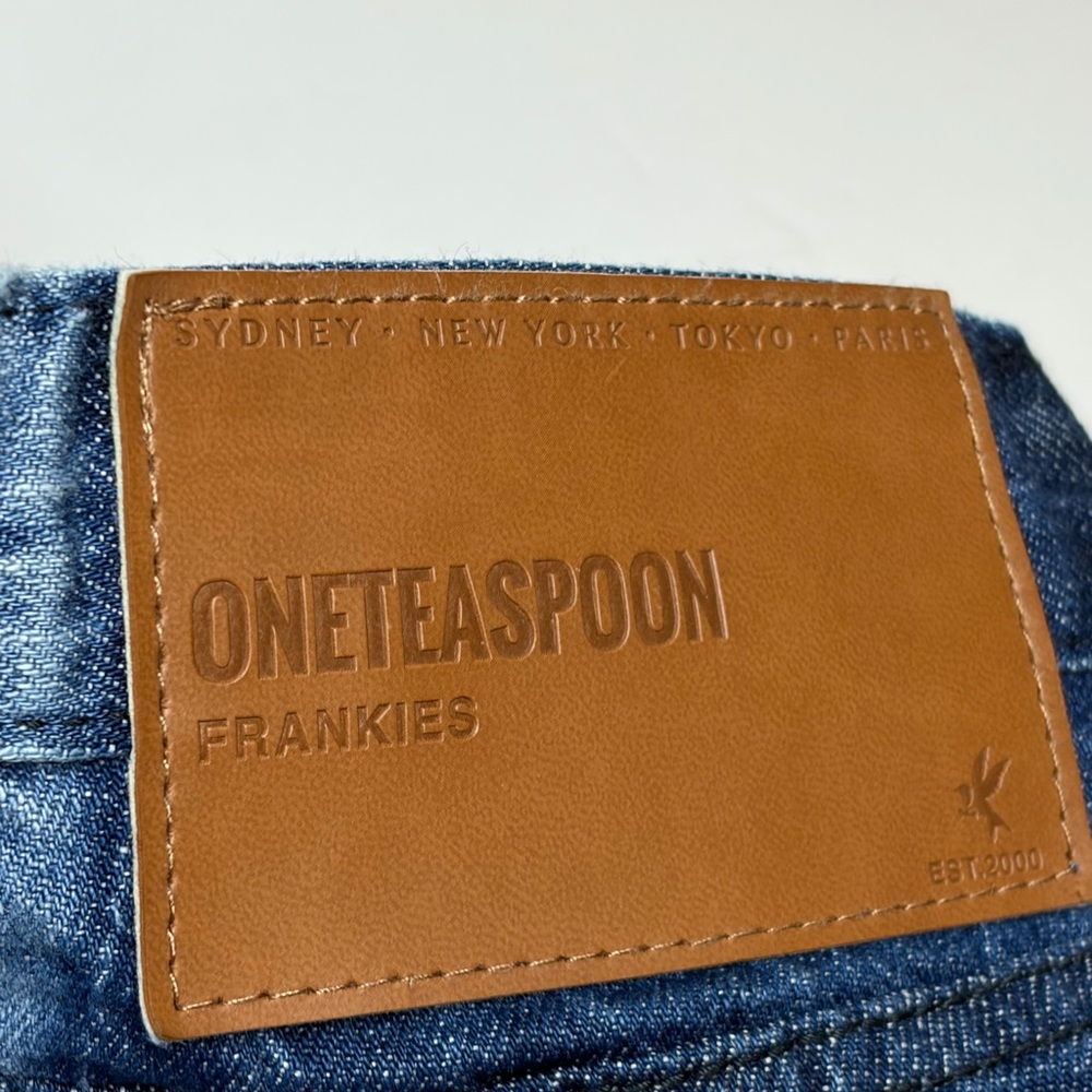 One Teaspoon FRANKIES Frayed Hem/Button Fly Blue Jean Denim Shorts/29 - Picture 10 of 16